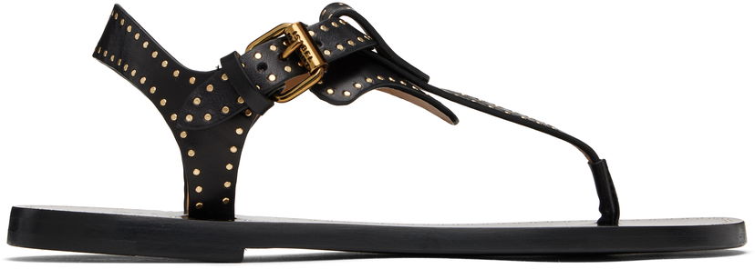 Tillbehör ISABEL MARANT Isabel Marant Joony Studded Leather Thong Sandals Svart | SD0217FA-C1B05S