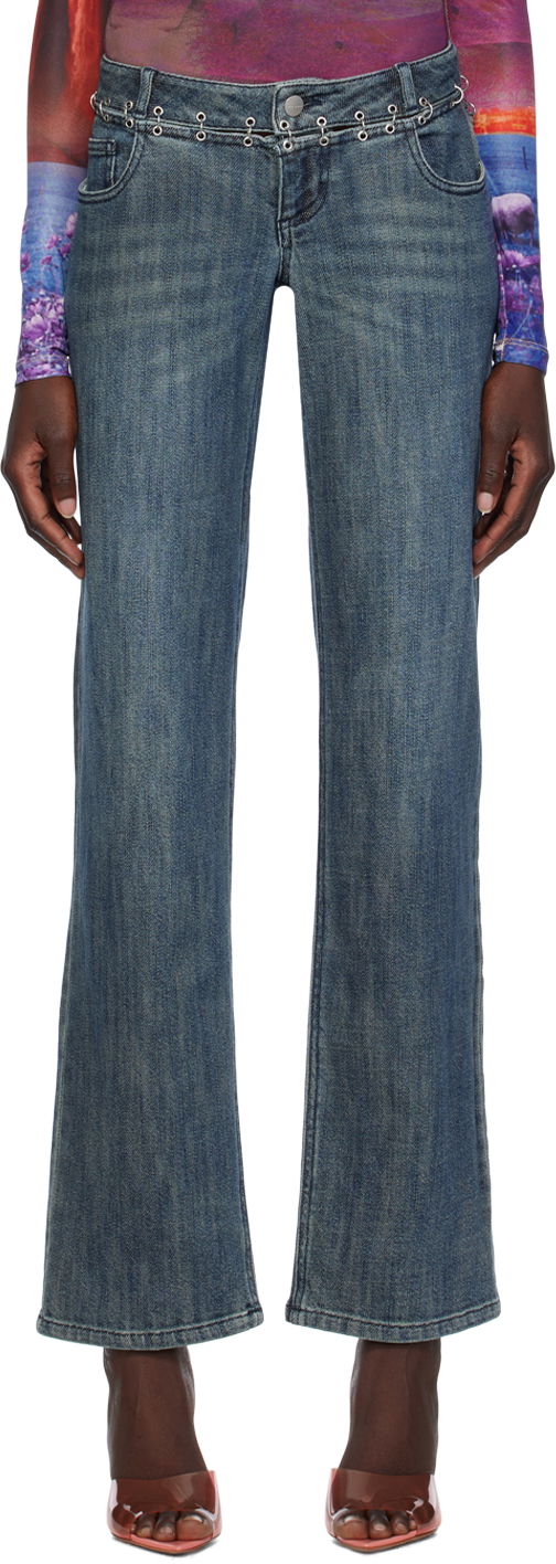 Jeans Miaou Miaou Marco Chain-Embellished Jeans Blå | 1033SD2DUR
