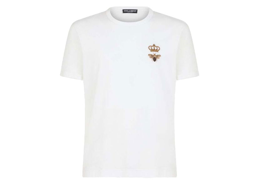 T-shirt Dolce & Gabbana Cotton French Wire Embellishment T-shirt White Vit | G8JX7ZG7WUQW0800