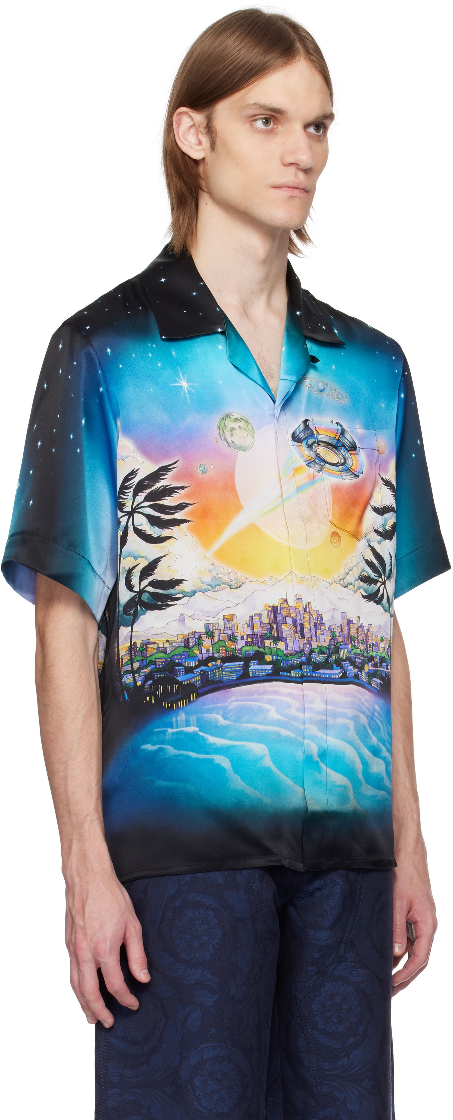 Skjorta Casablanca Casablanca 'La Prémonition' Print Silk Shirt Flerfärgad | U-MS25-SH-003-04, 1