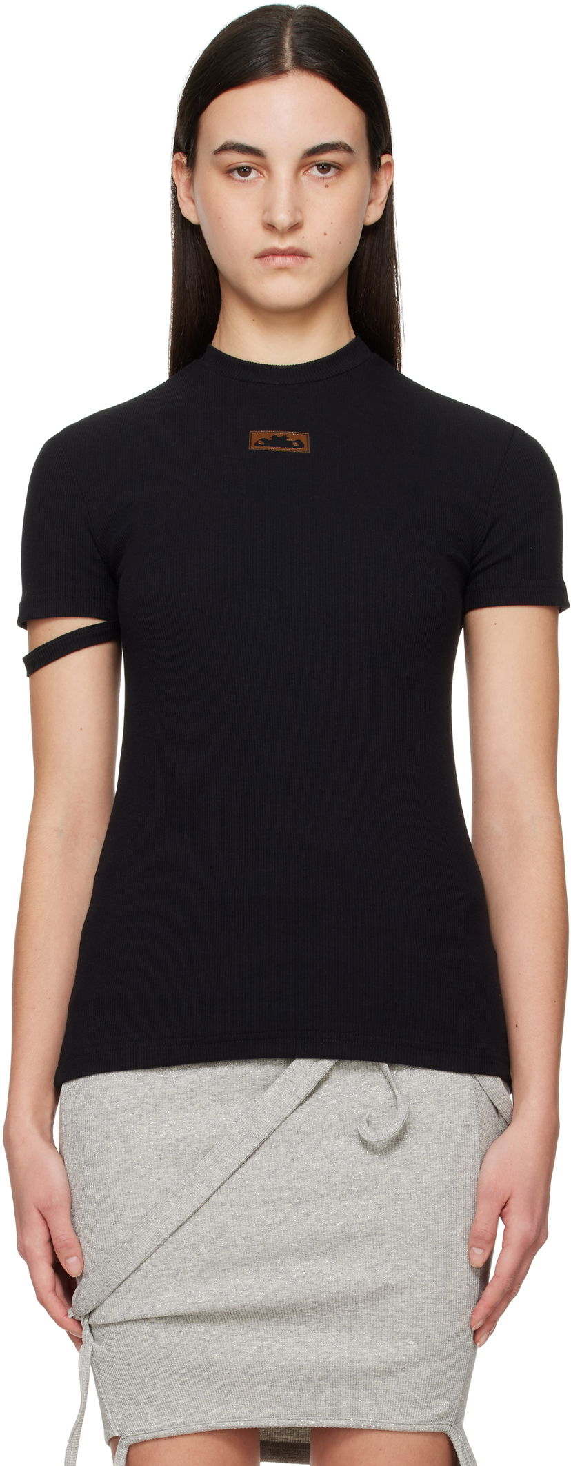 T-shirt Ottolinger Ottolinger Rib Knit T-Shirt Svart | 10410090401