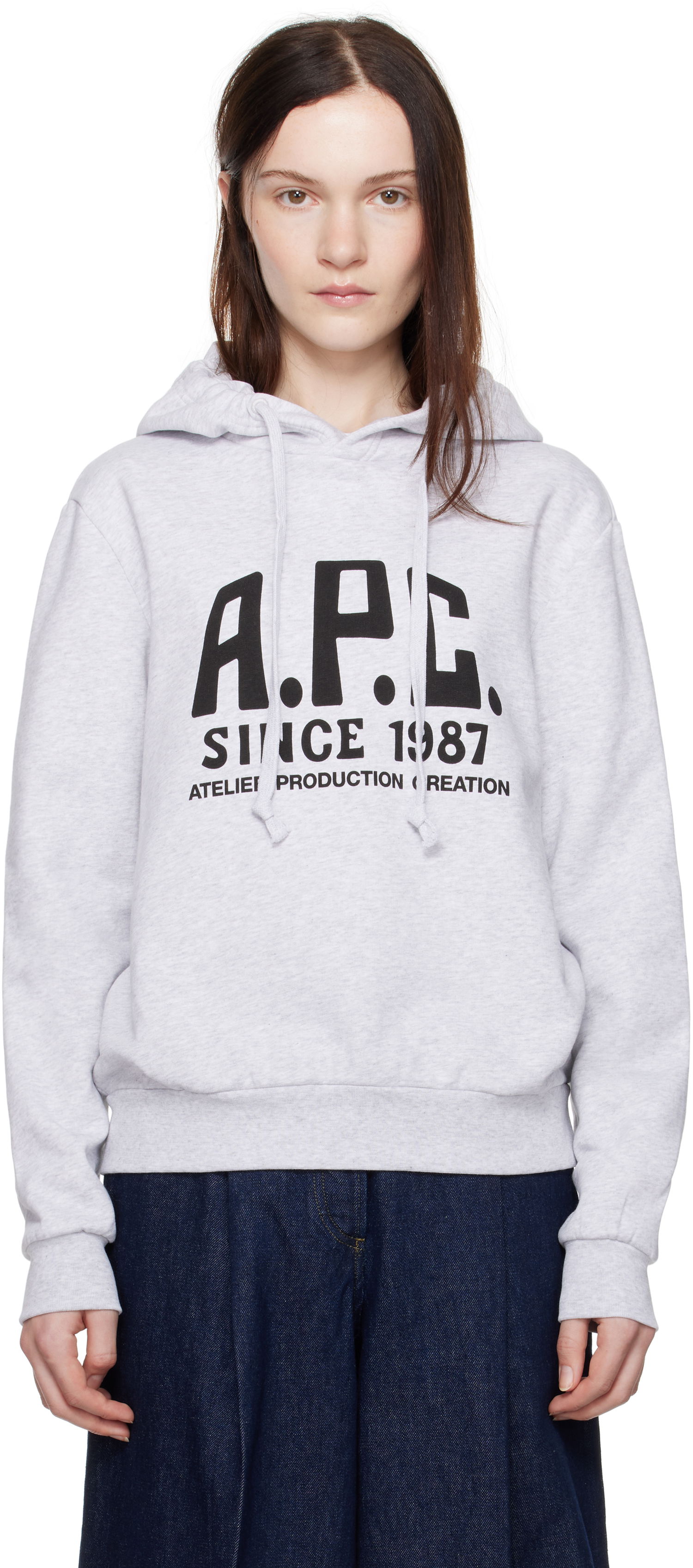 Sweatshirt A.P.C. Print Label Hoodie Grå | COHBV-M27955, 0