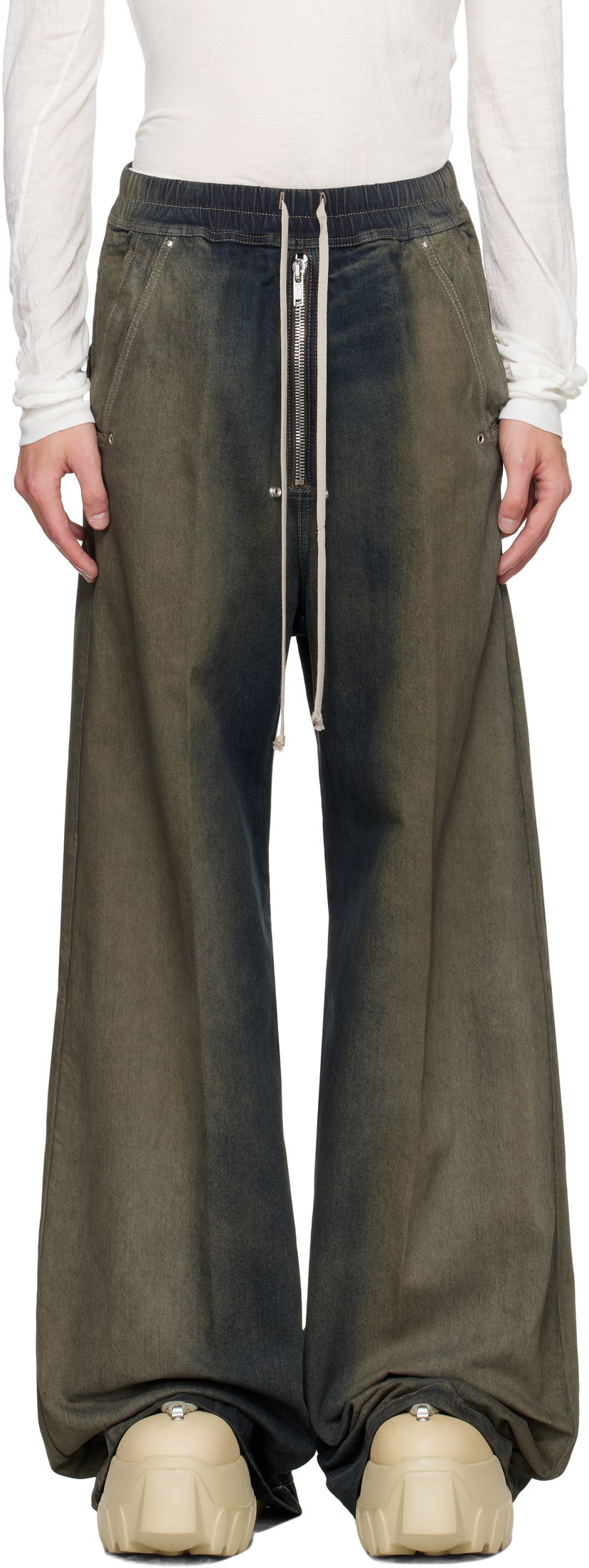 Jeans Rick Owens Rick Owens Wide Bela Jeans Grön | RU02E1366 DKDEG