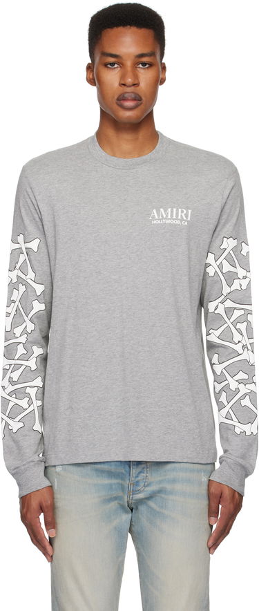 T-shirt AMIRI Stacked Bones Graphic Long Sleeve T-Shirt Grå | AMJYTE1076, 0