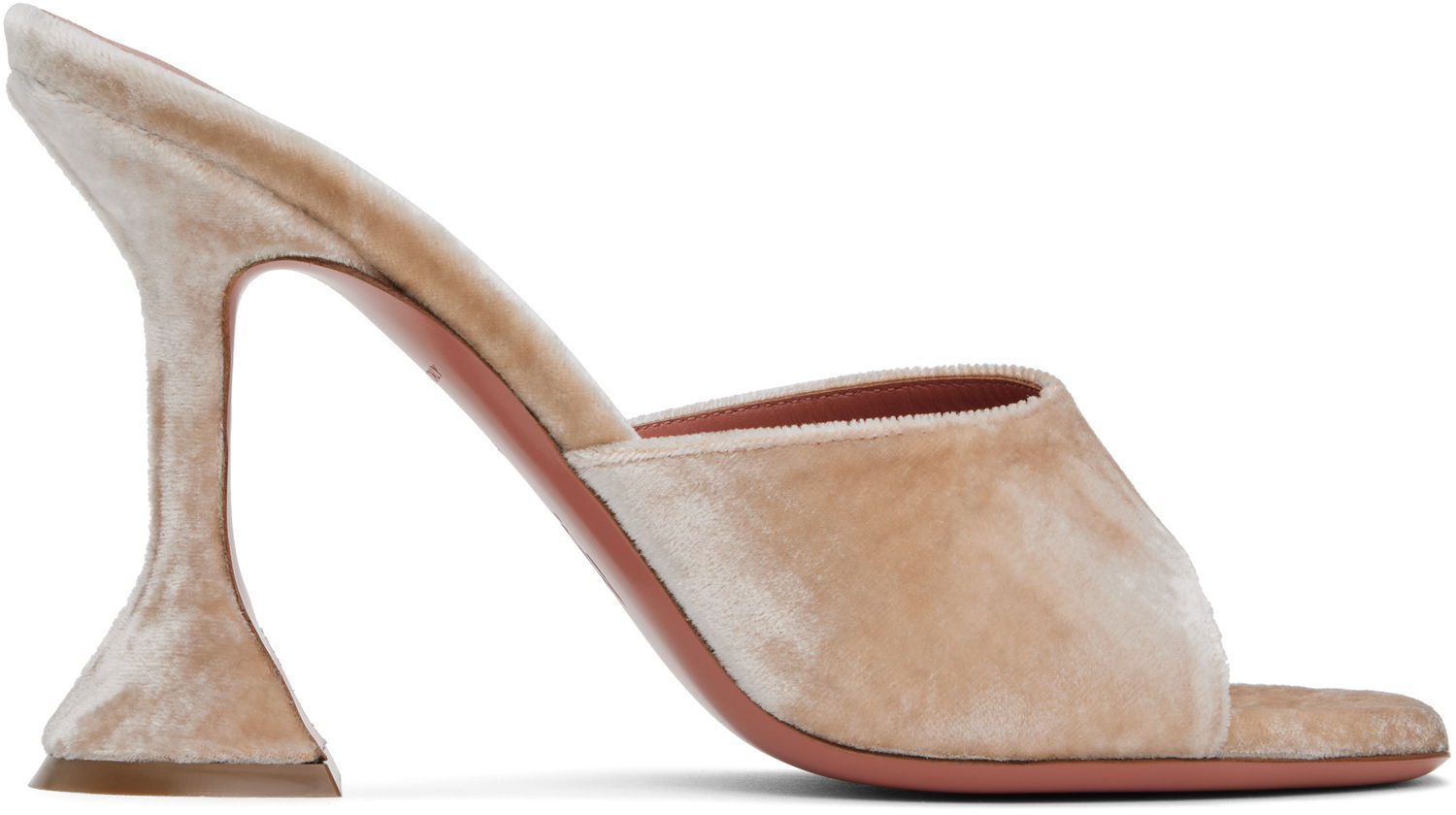 Sneakers och skor Amina Muaddi Lupita Slipper Heeled Sandals Beige | LUPITA SLIPPER VELVET, 0