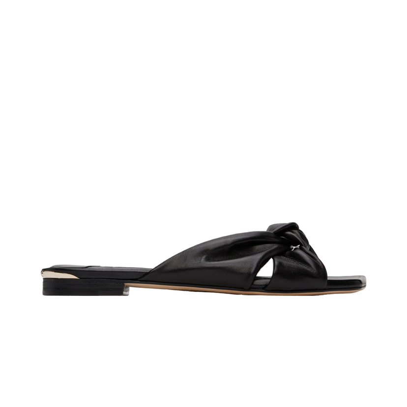 Sneakers och skor Jimmy Choo Black Leather Knotted Flat Sandals Svart | AVENUE FLAT NAP