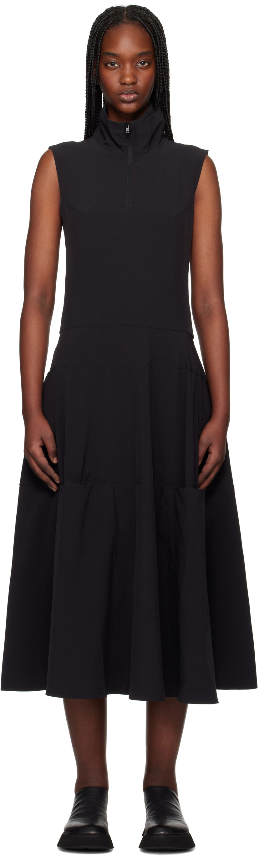 Klä Y-3 Y-3 Half-Zip Midi Dress Svart | JI7087