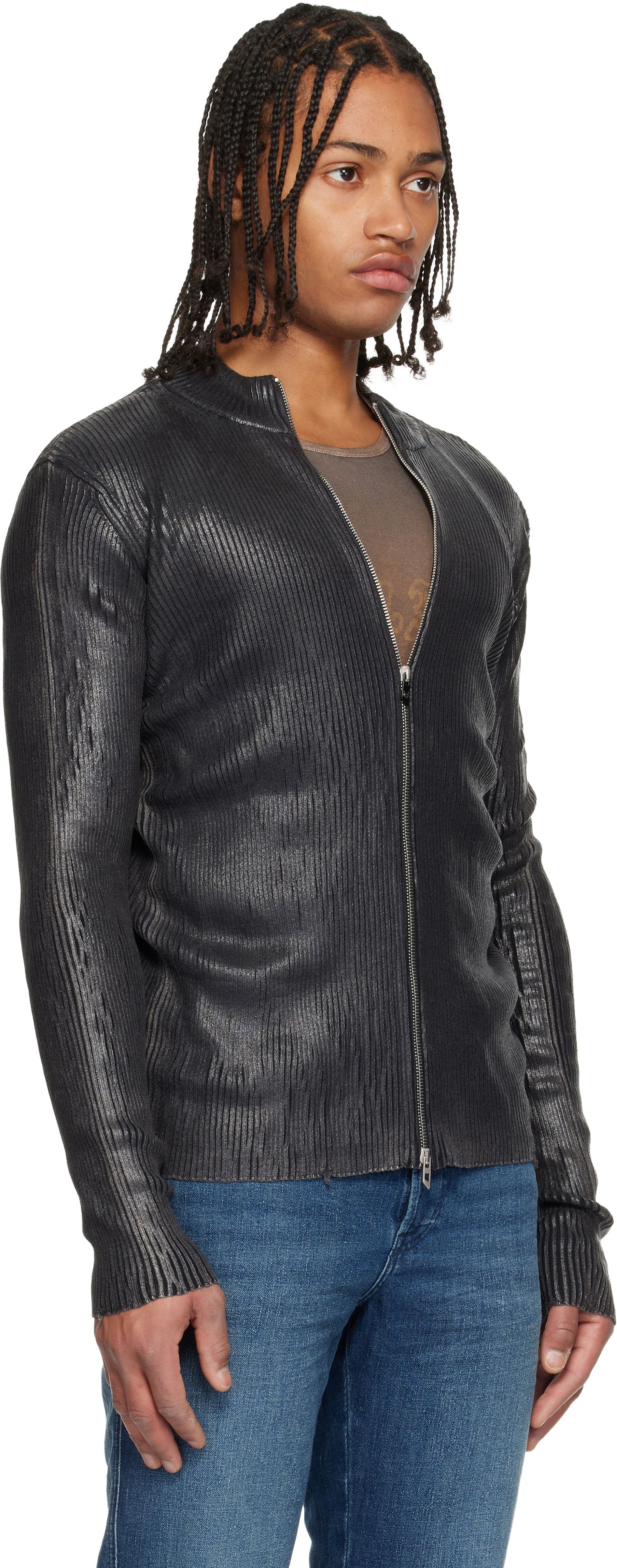 Jacka Diesel K-Dargy-D Ribbed Zip-Up Jacket Svart | A19472-0JLBA-900A, 1