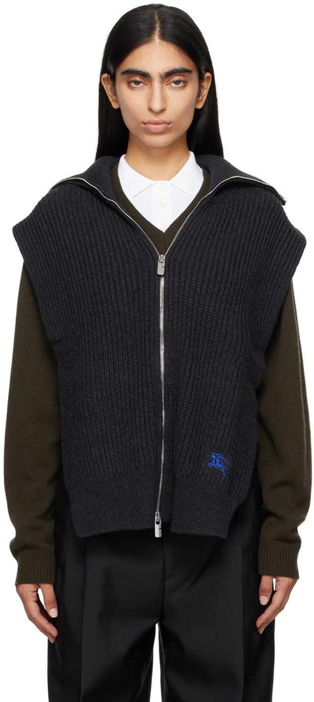 Sweater Burberry Cashmere Zip Vest Grå | 8093980, 0