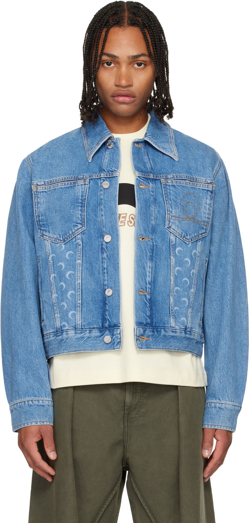 Jacka Marine Serre Moon Laser Denim Jacket Blå | MJA063BCDEN0002