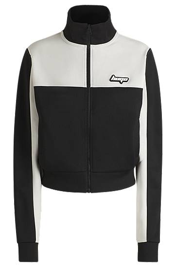 Jacka BOSS Retro Zip-Up Sweatshirt with Color-Blocking Vit | 50537054