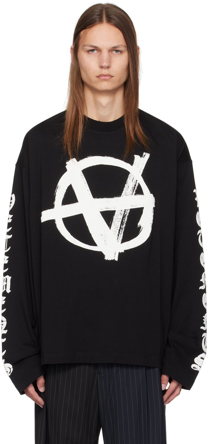 T-shirt VETEMENTS Black Anarchy Long Sleeve T-Shirt Svart | UA65LS650B