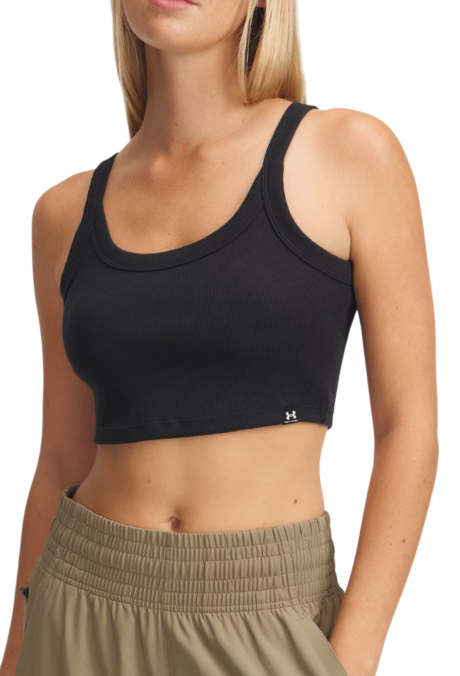 Linne Under Armour Under Armour UA Rival Rib Crop Tank Top Svart | 6000265-001