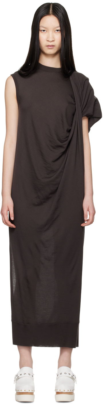 Klä Stella McCartney Stella McCartney Asymmetric Draped Maxi Dress Brun | 6K08153S2500, 0