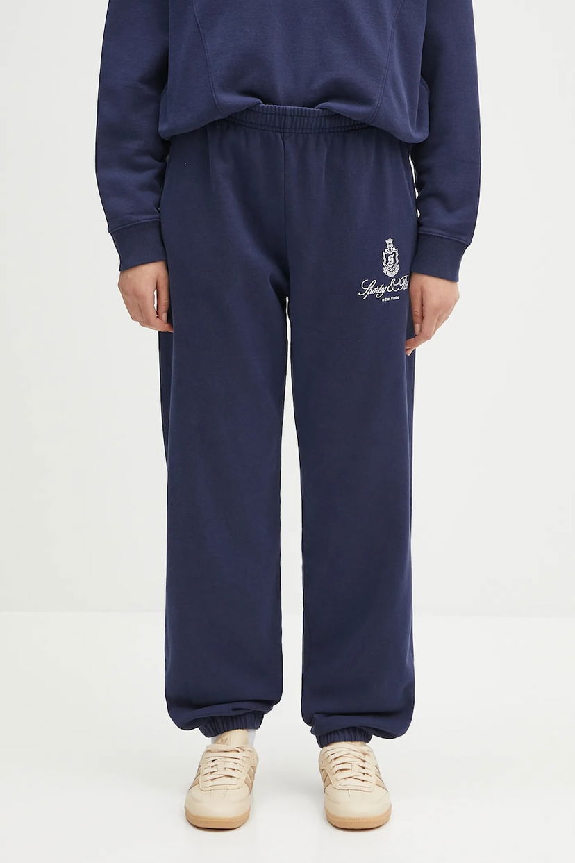Träningsbyxor Sporty & Rich Sporty & Rich Vendome Embroidered Appliqué Sweatpants Mörkblå | PA036606231BL106