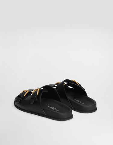 Tillbehör Dolce & Gabbana Dolce & Gabbana Calfskin Double Buckle Slides Svart | CQ0632AS73880999, 2