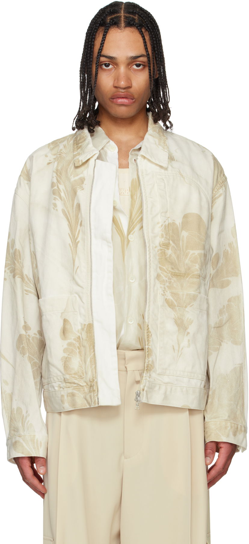 Bomberjacka Dries Van Noten Dries Van Noten Printed Jacket Beige | 251-020550-1556