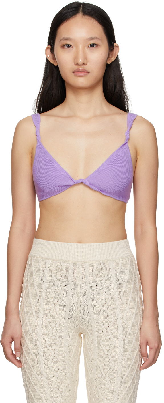 Behå Loulou de Saison Loulou de Saison Qamea Cashmere Knit Bra Purpur | QAMEA