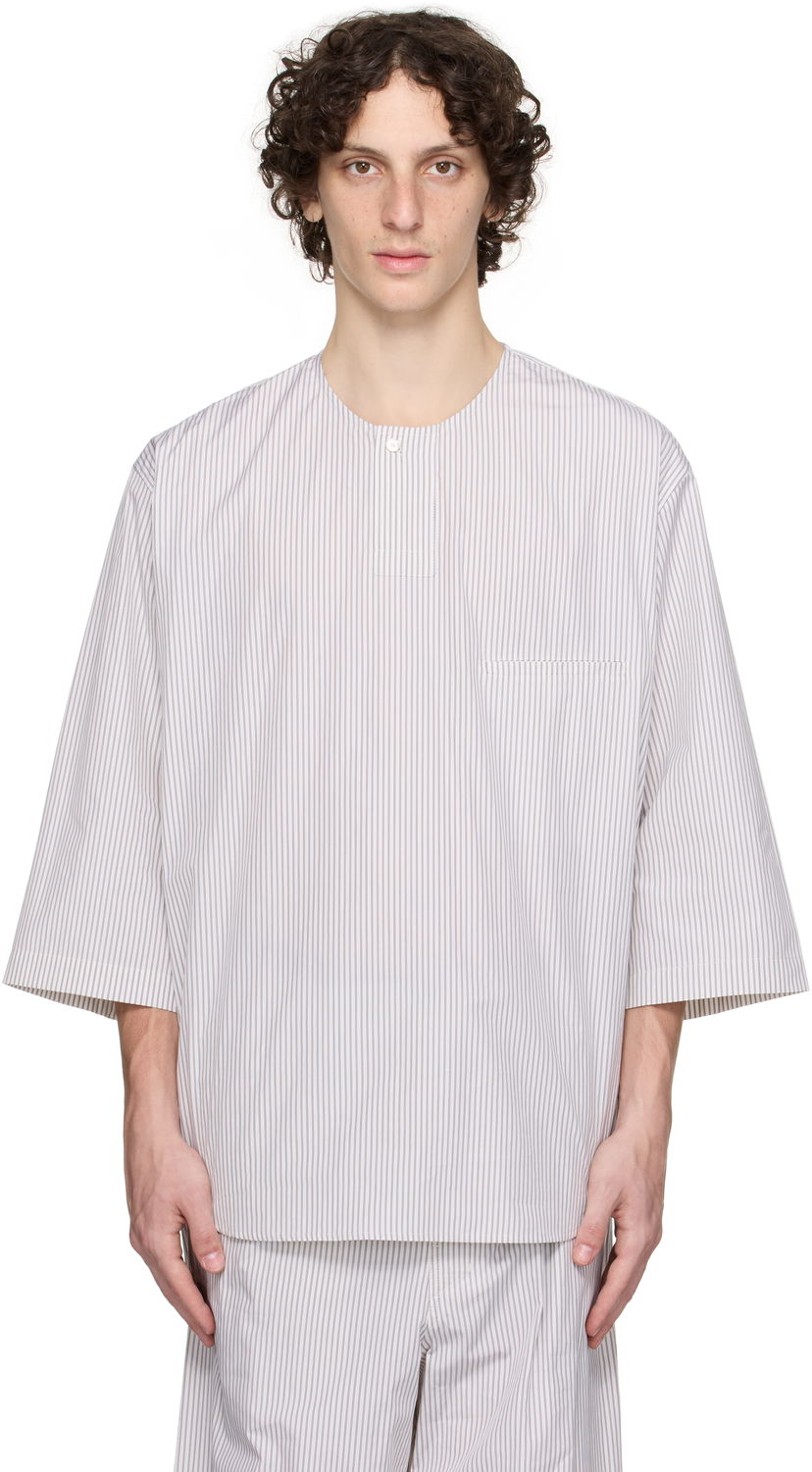 T-shirt LEMAIRE Lemaire Short Sleeve Henley Vit | TO1326 LF1409