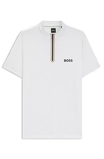 Polotröja BOSS BOSS Active Zip-Neck Stretch-Mesh T-Shirt Vit | 50543347