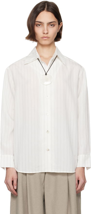 Skjorta Nanushka Nanushka Fryda Pinstriped Button-Down Shirt Vit | NW25SSTP26400, 0