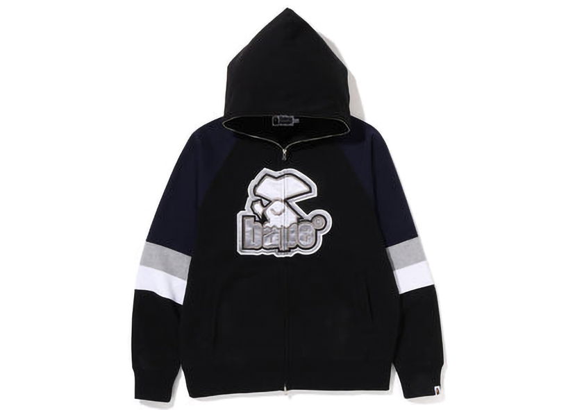 Sweatshirt BAPE BAPE Hockey Graphic Relaxed Fit Full Zip Hoodie Black Svart | 1I80-115-004