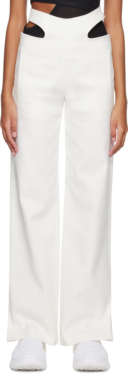 Byxor Dion Lee Dion Lee Y-Front Buckle Trousers Vit | C2099R23