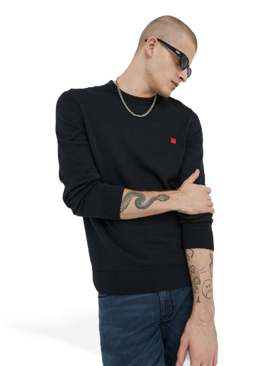 Sweater BOSS Cotton Sweater Svart | 50475083