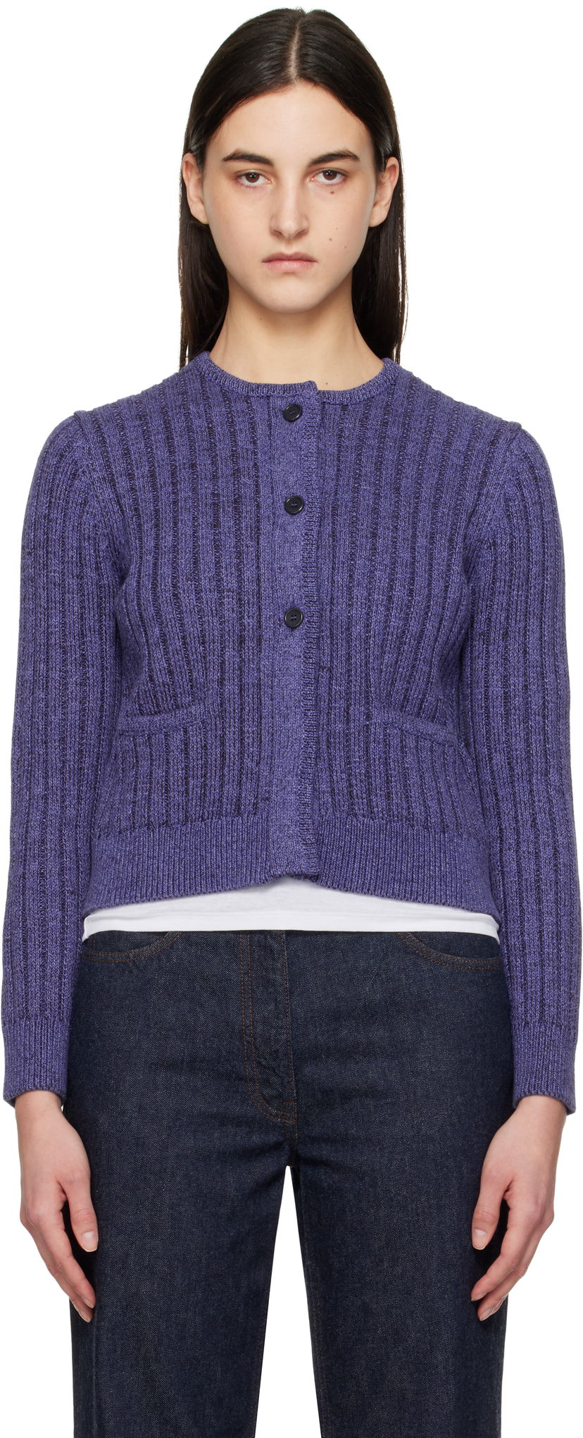 Sweater JW Anderson JW Anderson Cropped Buttoned Cardigan Purpur | KW1356-YN0410