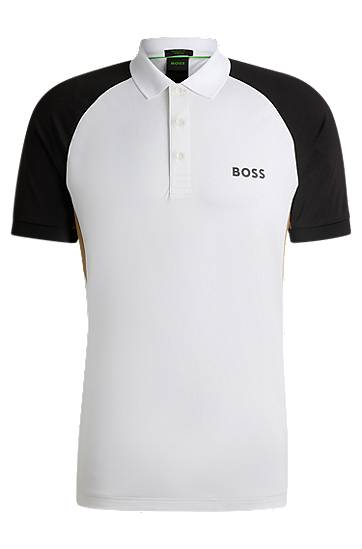 Polotröja BOSS BOSS Active Colour-Blocked Polo Shirt with Mesh Inserts Vit | 50540886