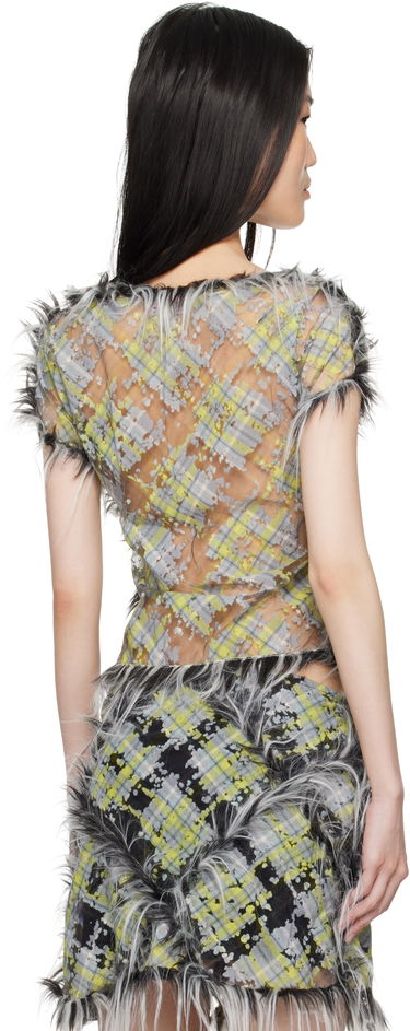 Linne Diesel Sheer Plaid Print T-shirt Grön | A16506 0CLBX, 2