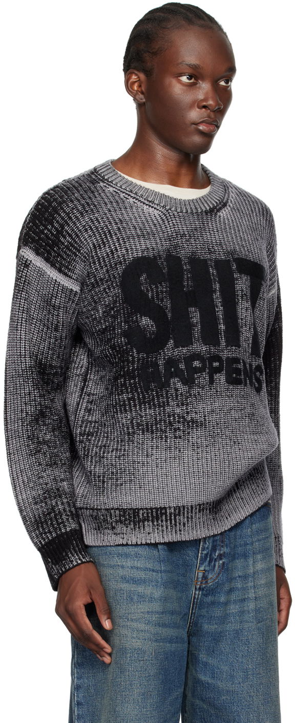 Sweater R13 R13 Boyfriend Sweater with "Shit Happens" Graphic Grå | R13MY199-Y158B, 1