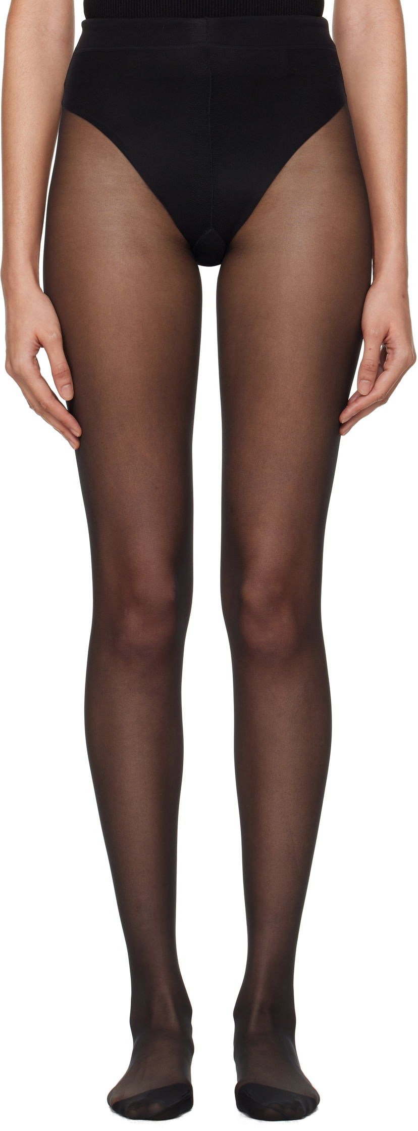 Strumpor Dolce & Gabbana Sheer Tights With Logo Svart | O4A33T ON02S
