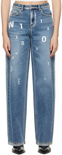 Random Logo Straight Leg Jeans