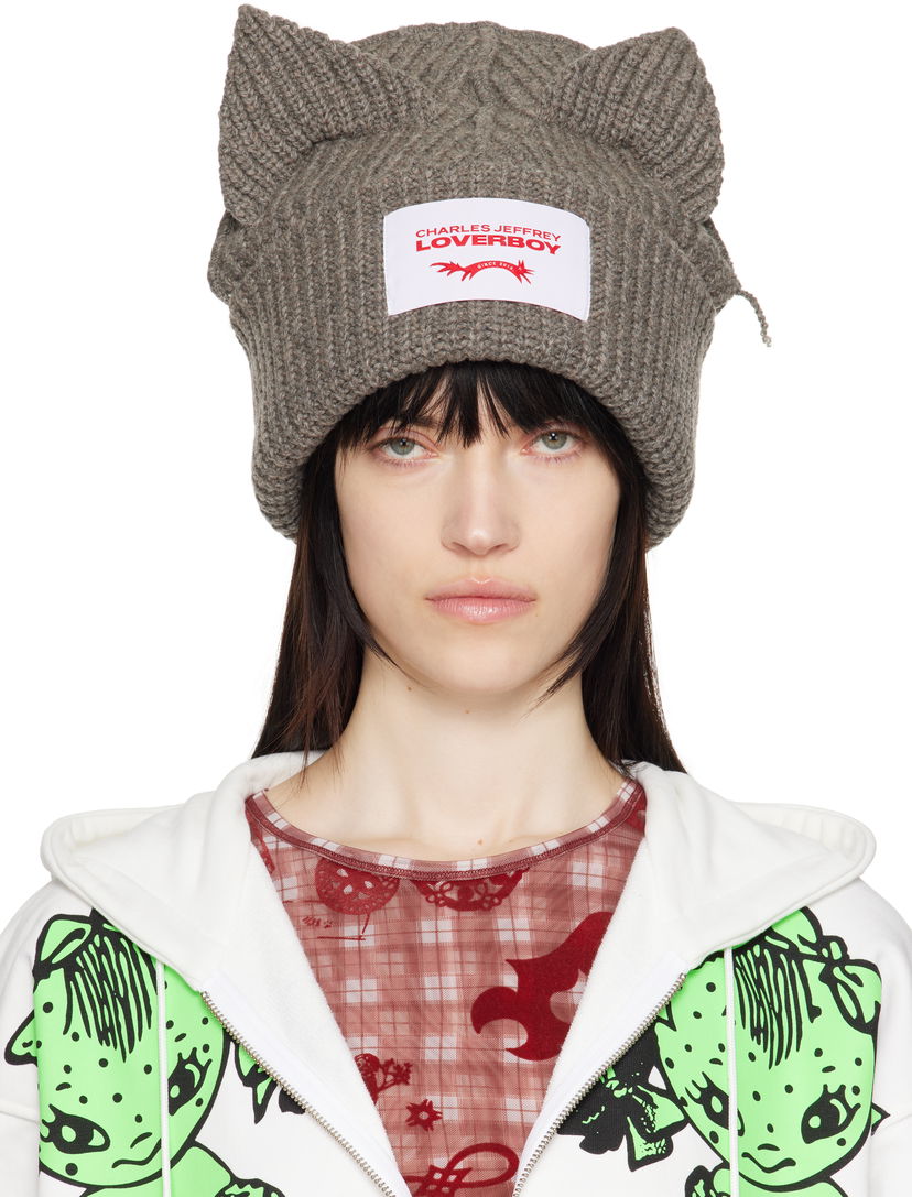 Mössa Charles Jeffrey Loverboy Charles Jeffrey LOVERBOY Chunky Knit Ears Beanie Grå | 32130903
