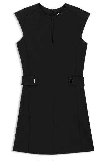 Klä BOSS Belted Shift Dress Svart | 50543277