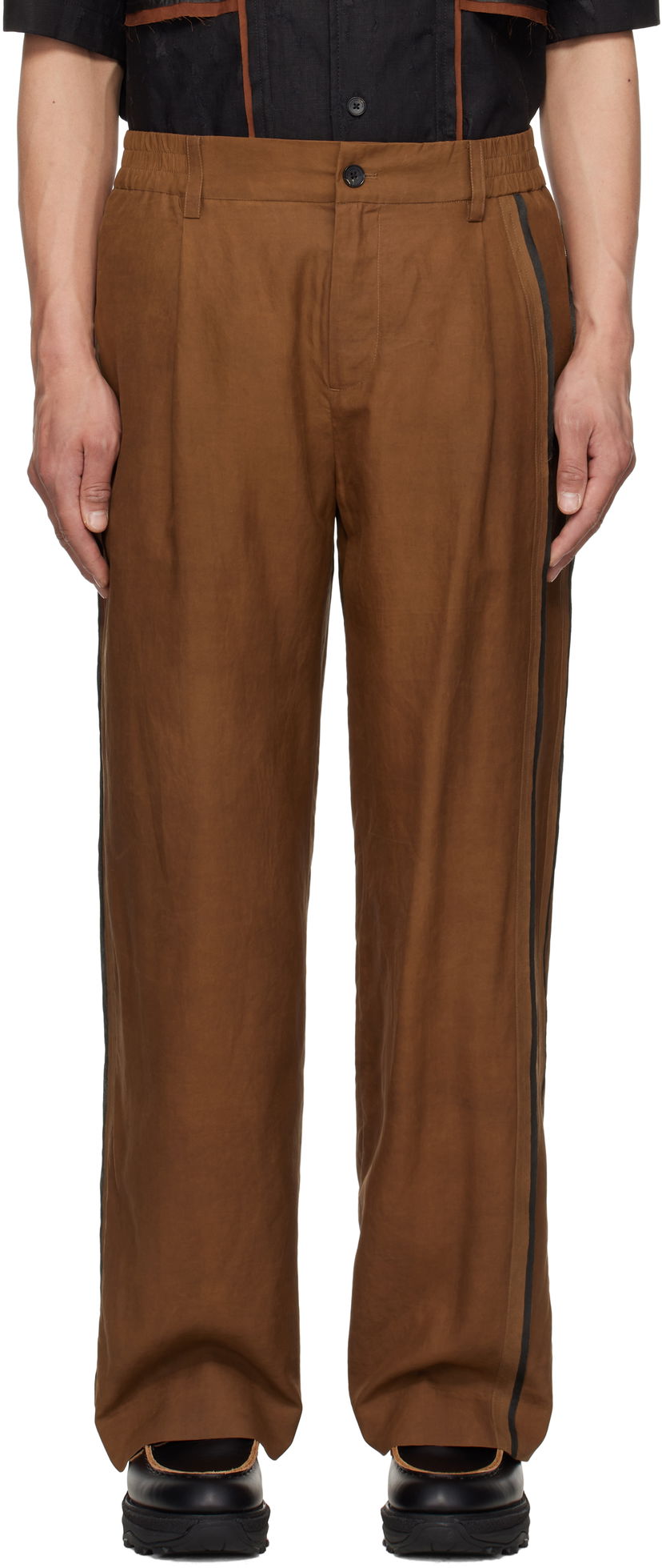 Byxor Feng Chen Wang Feng Chen Wang Silk Trousers Brun | FENG19TR16