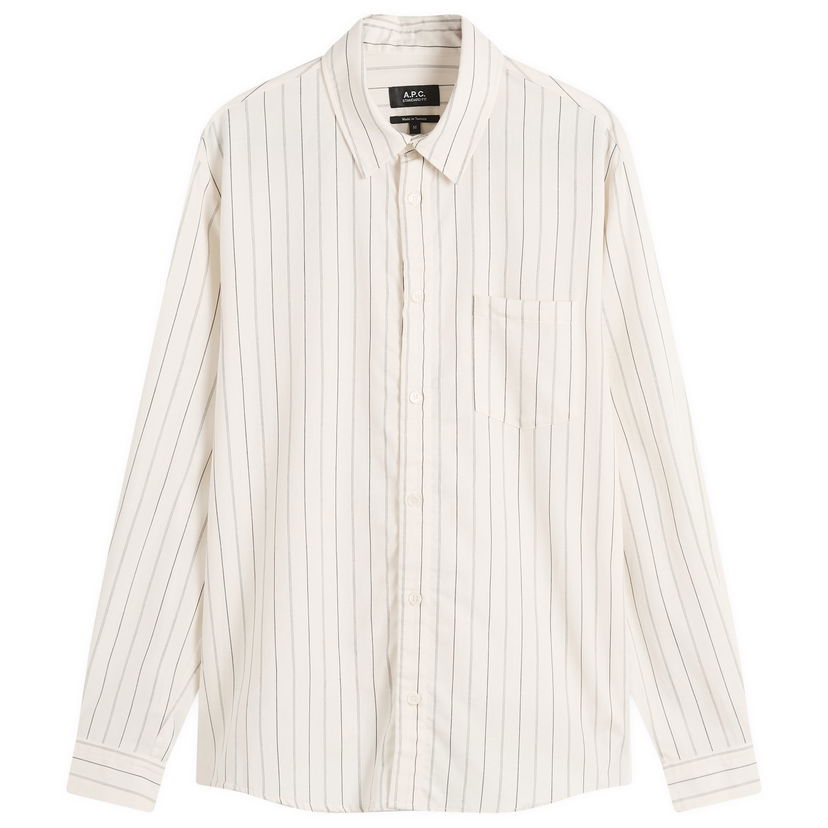 Skjorta A.P.C. Men's Clement Stripe Shirt, Size Small Vit | COHJU-H12512-AAD