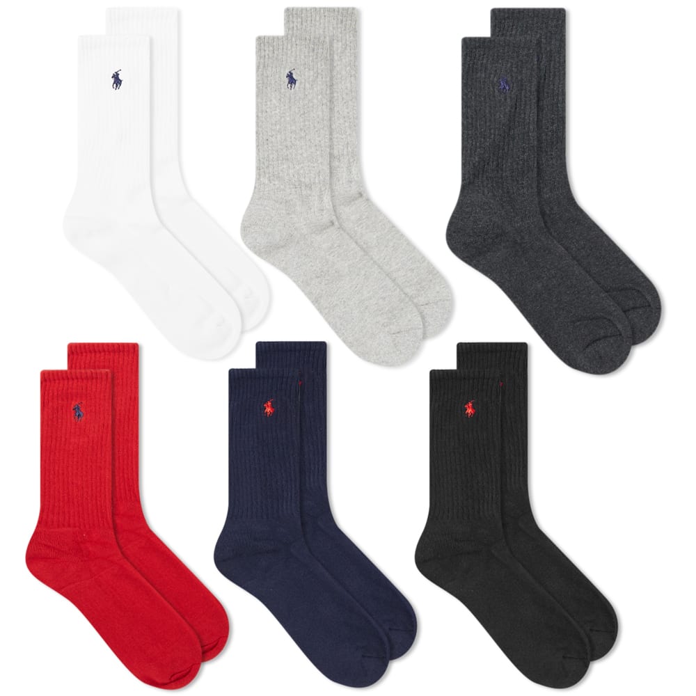 Strumpor Polo by Ralph Lauren Cotton Crew Sock - 6 Pack Flerfärgad | 449824809003, 0