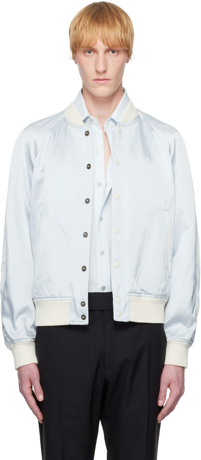 Bomberjacka Tom Ford TOM FORD Shiny Satin Bomber Jacket Blå | OBS052-FMV031S25