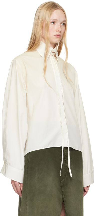 Skjorta Maison Margiela MM6 Maison Margiela Cotton Poplin Tie-Neck Shirt Vit | S62DT0039 M35458, 1