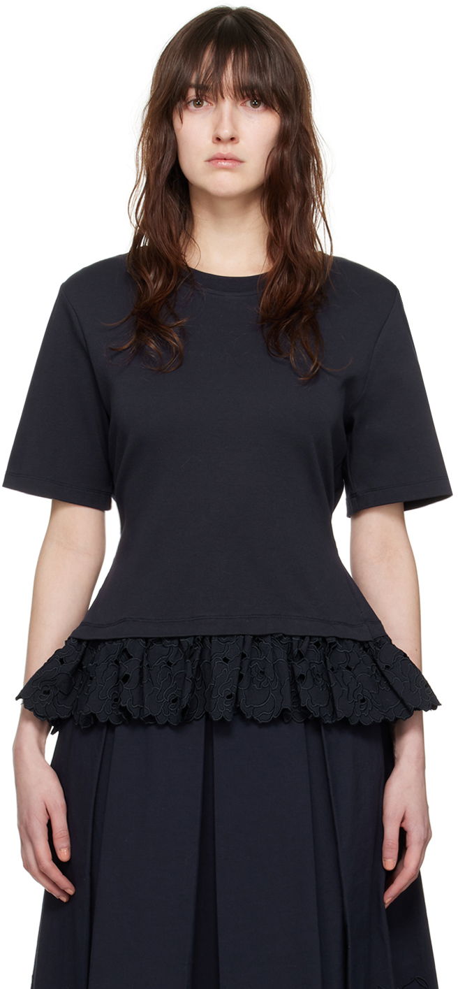 T-shirt Erdem Erdem Layered Peplum T-Shirt Mörkblå | PS24_R1JRT3_NCJ