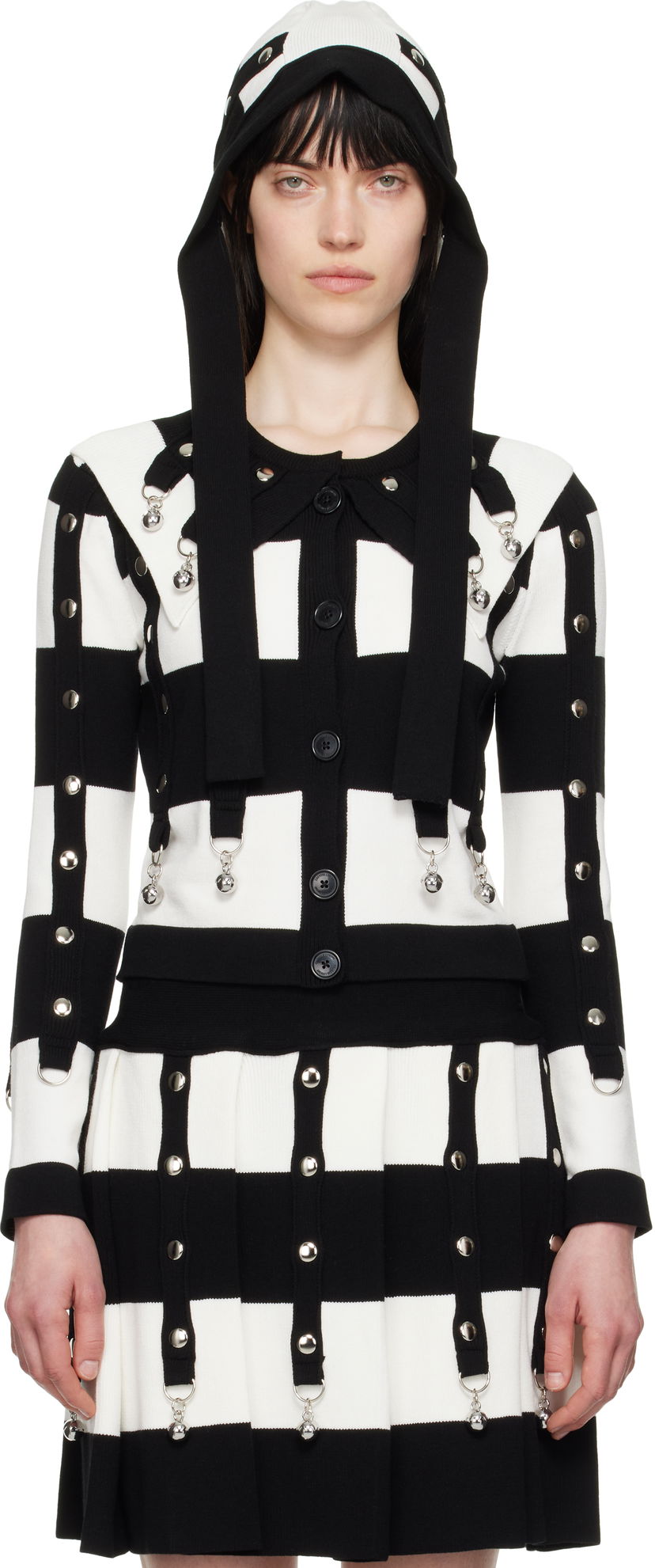 Kjol Chopova Lowena Chopova Lowena Kip Checkered Cardigan with Bells Svart | 5233