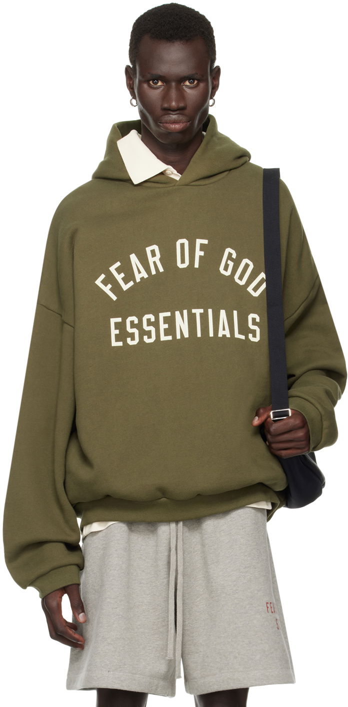 Sweatshirt Fear of God Essentials Logo Printed Hoodie Grön | 192BT246255F
