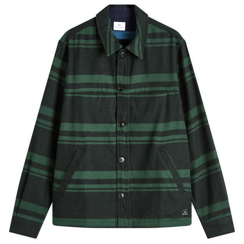 Skjorta Paul Smith Paul Smith Men's Long Sleeve Flannel Overshirt, Size Medium Grön | M2R-118Z-N22201-38