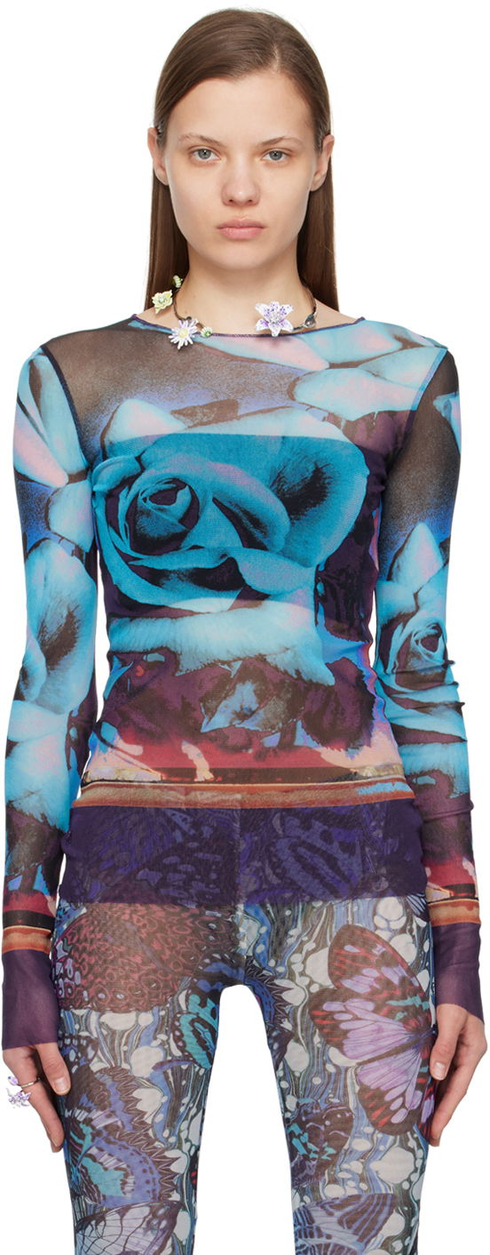 T-shirt Jean Paul Gaultier Roses Print Long Sleeve T-Shirt Flerfärgad | 24/25-U-TO132-T547-275020