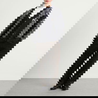 Sweater Aries Oversized Chenille Column Knit Cardigan, Size Large Svart | AR20040-BLK, 4