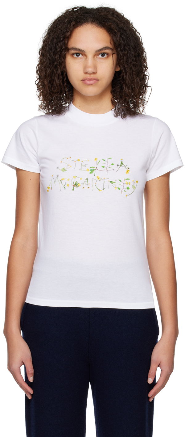 T-shirt Stella McCartney Stella McCartney Dandelion Graphic T-Shirt Vit | 6J00723SPX10