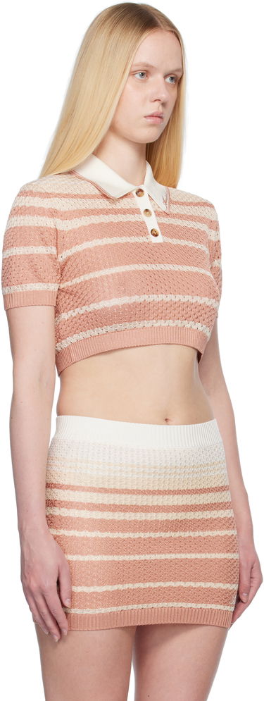 Polotröja AMIRI AMIRI Stripe Cropped Polo Rosa | AWKNPO1023, 1
