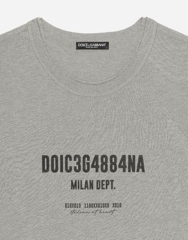 T-shirt Dolce & Gabbana Cotton Interlock T-shirt With Logo Print Grå | G8RF4TG7K0CS8290, 2